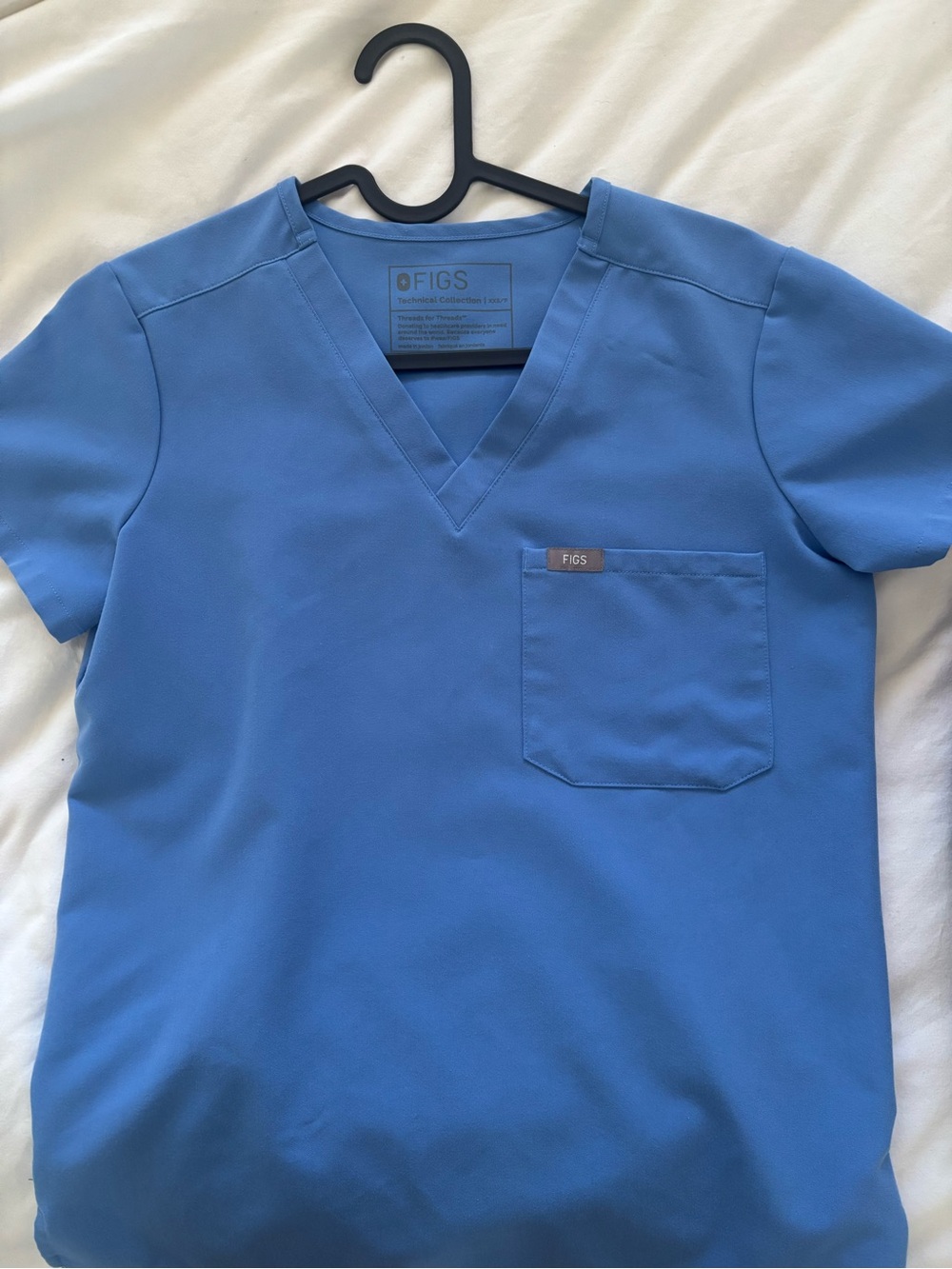FIGS V-Neck Scrub Top and Wide Leg Pants in Ciel Blue